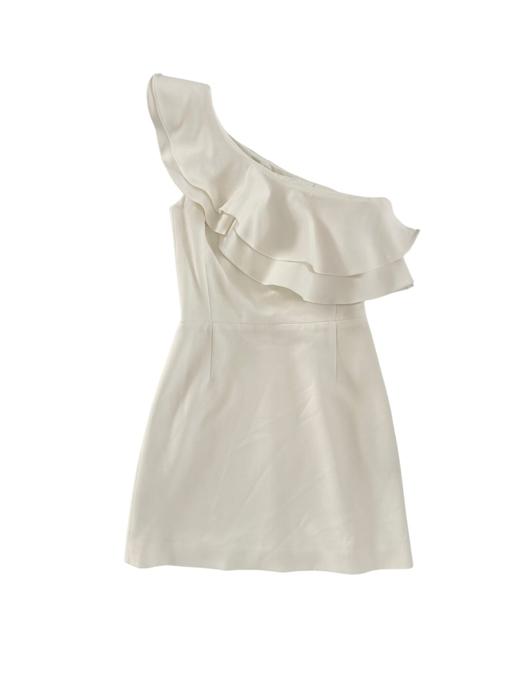 French Connection White One-Shoulder Ruffle Mini Dress Size 0